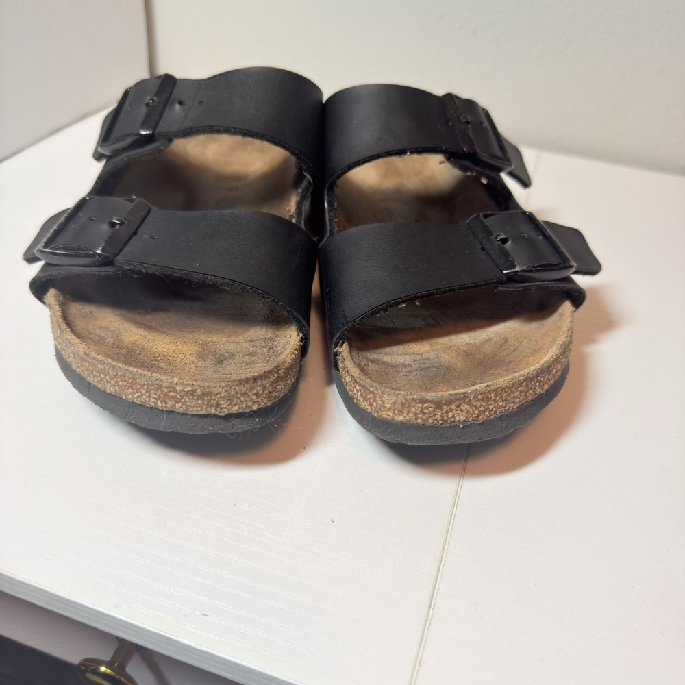 Birkenstock Arizona Classic Birko-Flor Double Buckle Slides Black Women Sz 8/39 - Picture 3 of 11